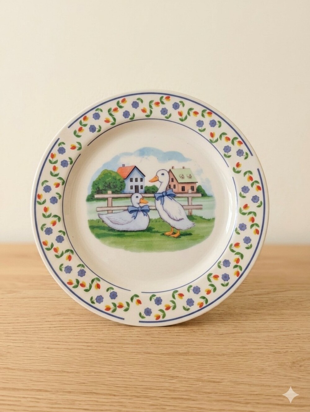 Vintage 80s Country Goose Melamine Dinner Plate | Cottagecore